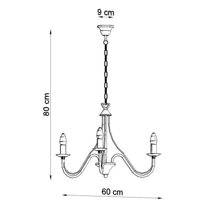 Candelabro numa corrente MINERWA 3 3xE14/40W/230V branco