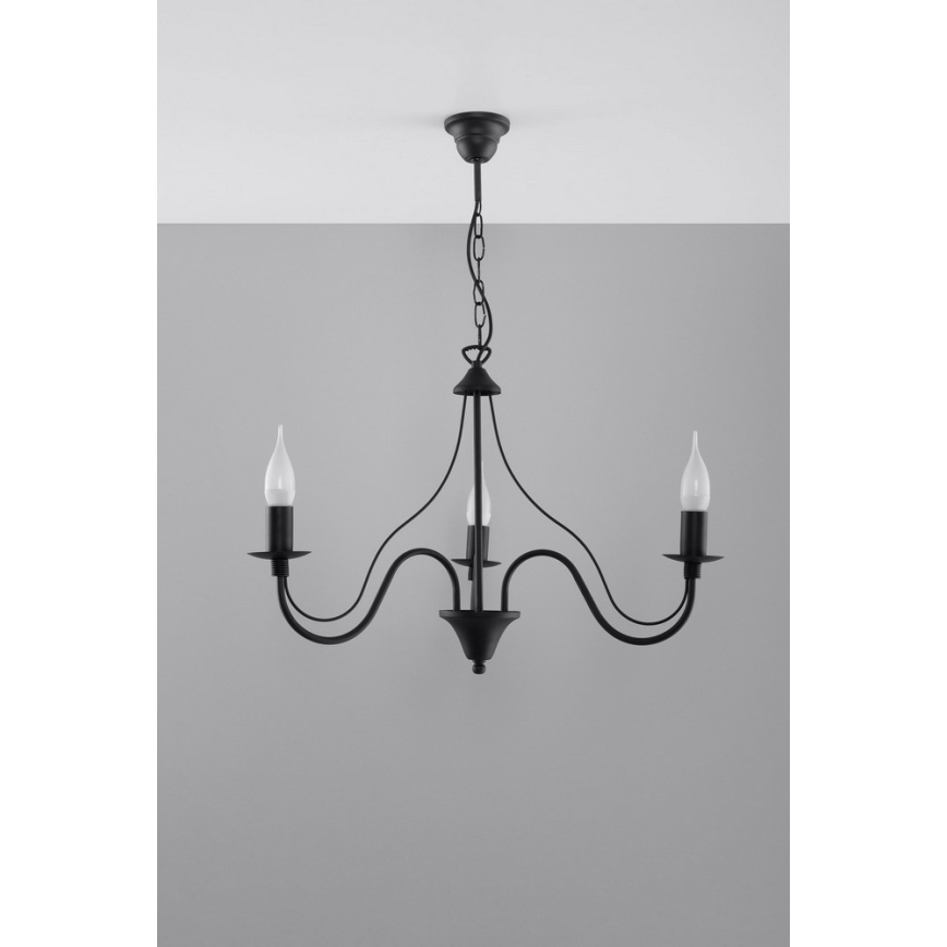 Candelabro numa corrente MINERWA 3 3xE14/40W/230V preto antigo