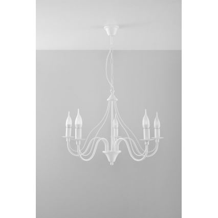 Candelabro numa corrente MINERWA 5 5xE14/40W/230V branco