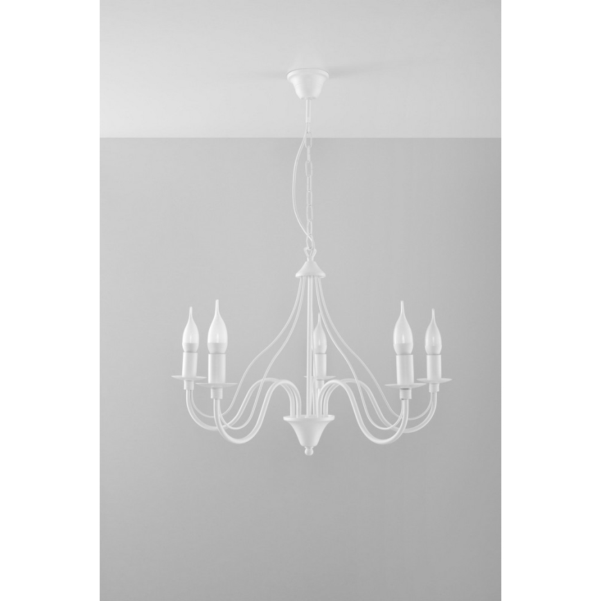 Candelabro numa corrente MINERWA 5 5xE14/40W/230V branco