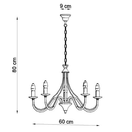 Candelabro numa corrente MINERWA 5 5xE14/40W/230V branco