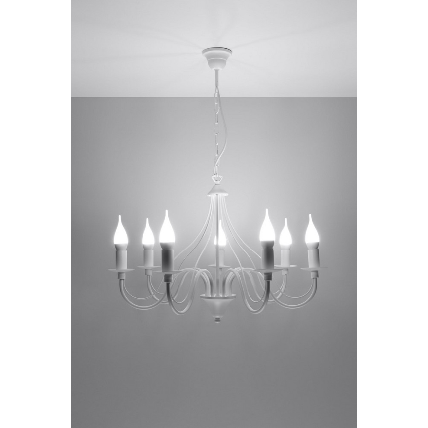 Candelabro numa corrente MINERWA 7 7xE14/40W/230V branco