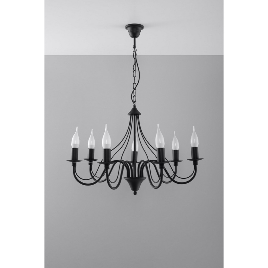 Candelabro numa corrente MINERWA 7 7xE14/40W/230V preto antigo