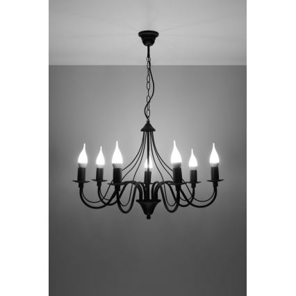 Candelabro numa corrente MINERWA 7 7xE14/40W/230V preto antigo