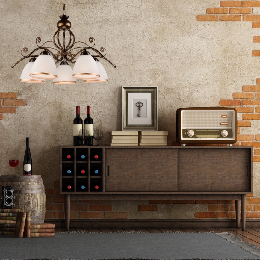 Candelabro numa corrente RETRO II 5xE27/60W/230V