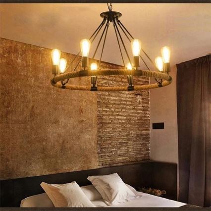 Candelabro numa corrente ROPE ARTHUR 8xE27/20W/230V