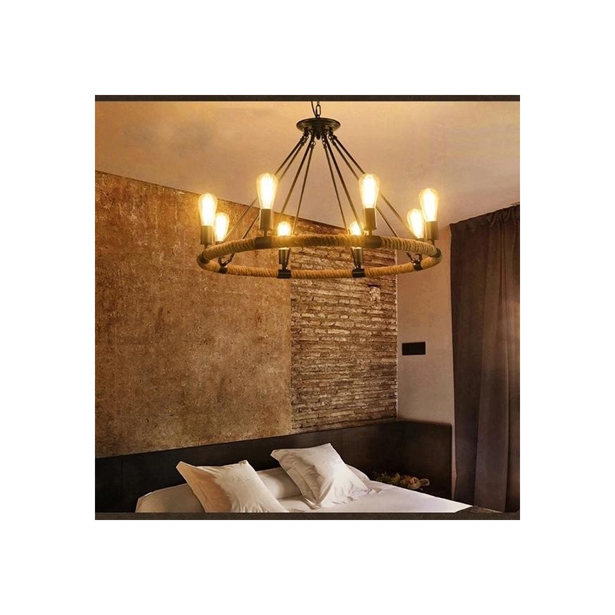 Candelabro numa corrente ROPE ARTHUR 8xE27/20W/230V