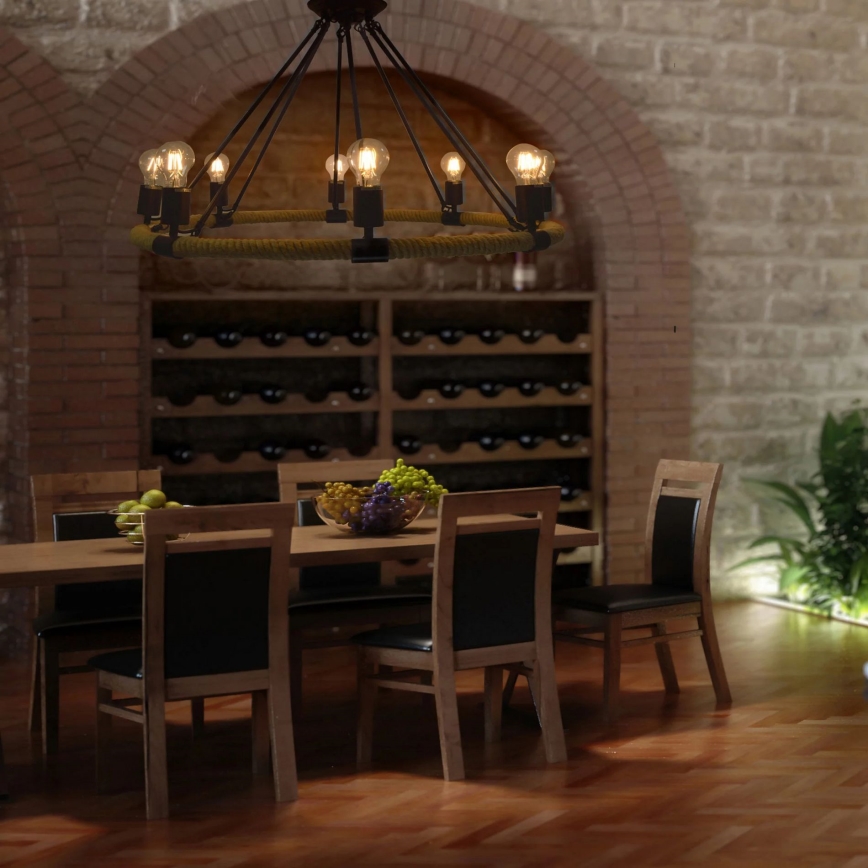 Candelabro numa corrente ROPE ARTHUR 8xE27/20W/230V