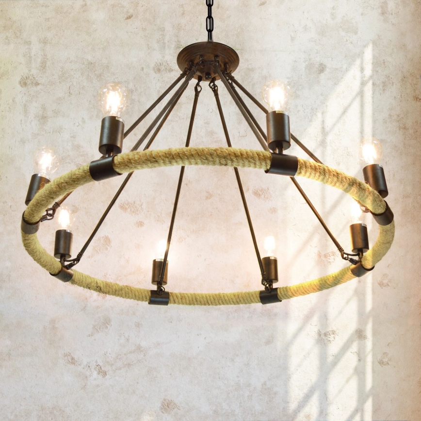 Candelabro numa corrente ROPE ARTHUR 8xE27/20W/230V