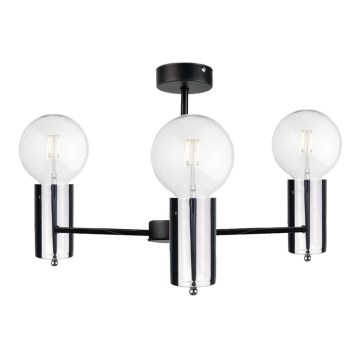 Candelabro pendente ARD 3xE27/60W/230V preto antigo/cromo brilhante