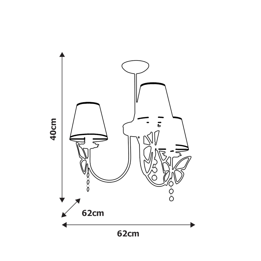 Candelabro pendente de criança CHARLOTTE 3xE14/40W/230V
