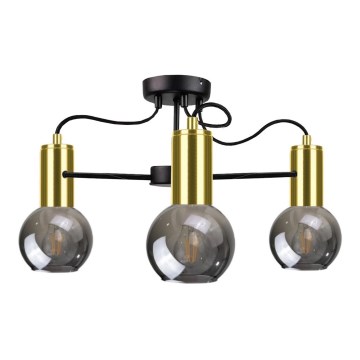 Candelabro pendente LIVA 3xE27/60W/230V preto antigo/dourado