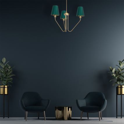 Candelabro pendente VICTORIA 3xE27/60W/230V verde