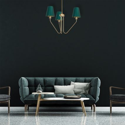 Candelabro pendente VICTORIA 3xE27/60W/230V verde
