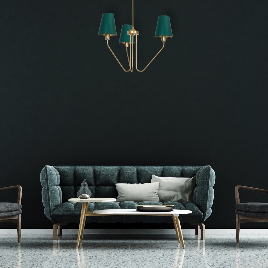 Candelabro pendente VICTORIA 3xE27/60W/230V verde