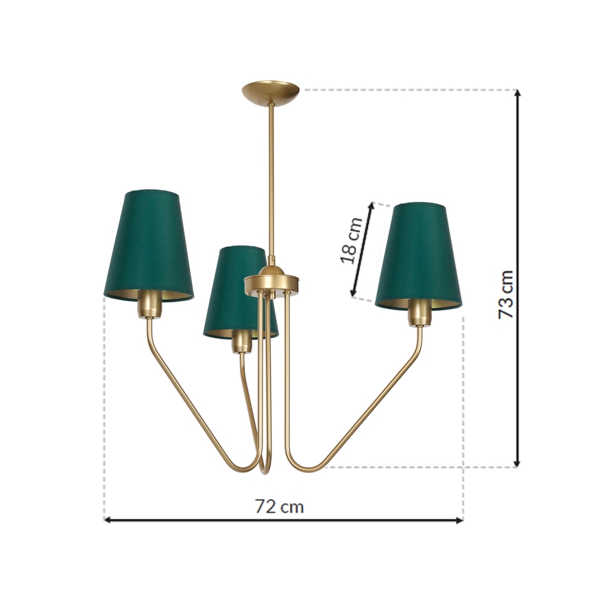 Candelabro pendente VICTORIA 3xE27/60W/230V verde