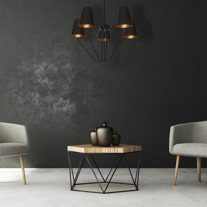 Candelabro pendente VICTORIA 5xE27/60W/230V preto antigo