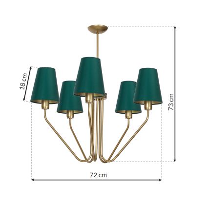 Candelabro pendente VICTORIA 5xE27/60W/230V verde