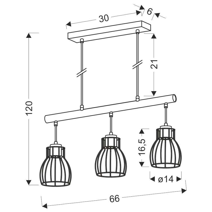 Candelabro sobre um fio BERNITA 3xE27/60W/230V