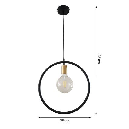 Candelabro sobre um fio CÍRCULO L 1xE27/60W/230V preto/patina