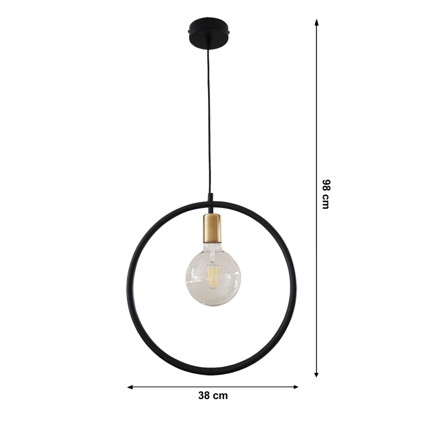 Candelabro sobre um fio CÍRCULO L 1xE27/60W/230V preto/patina