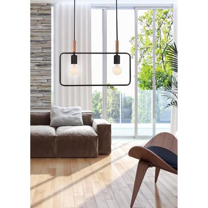 Candelabro sobre um fio FRAME 2xE27/60W/230V preto