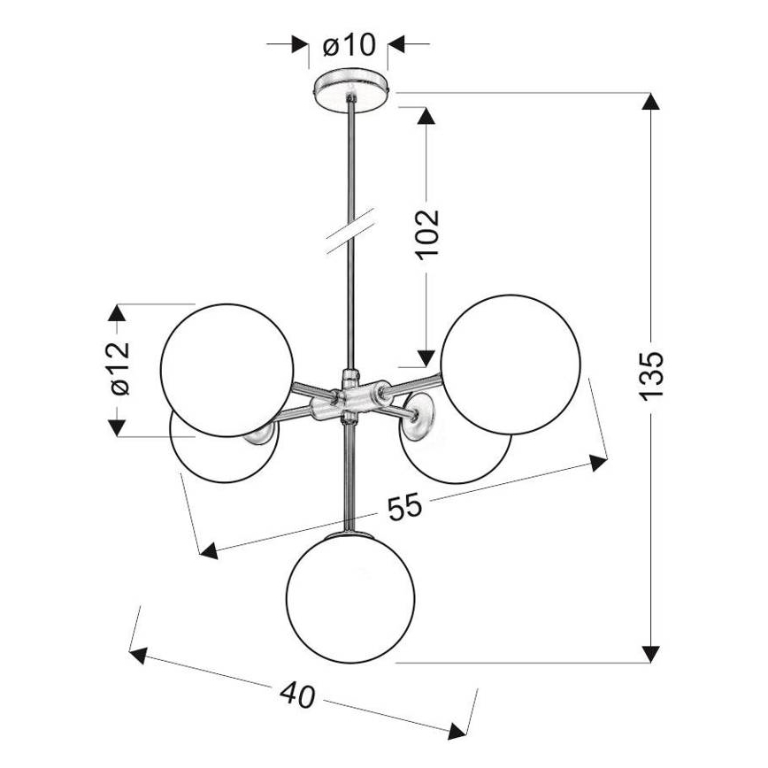 Candelabro sobre um fio MATI 5xG9/28W/230V