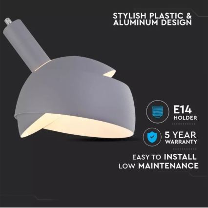 Candelabro suspenso 1xE14/60W/230V cinzento