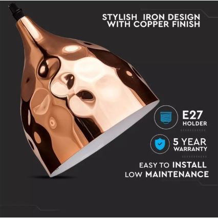 Candelabro suspenso 1xE27/60W/230V rosa dourado