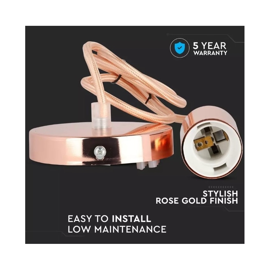 Candelabro suspenso 1xE27/60W/230V rosa dourado