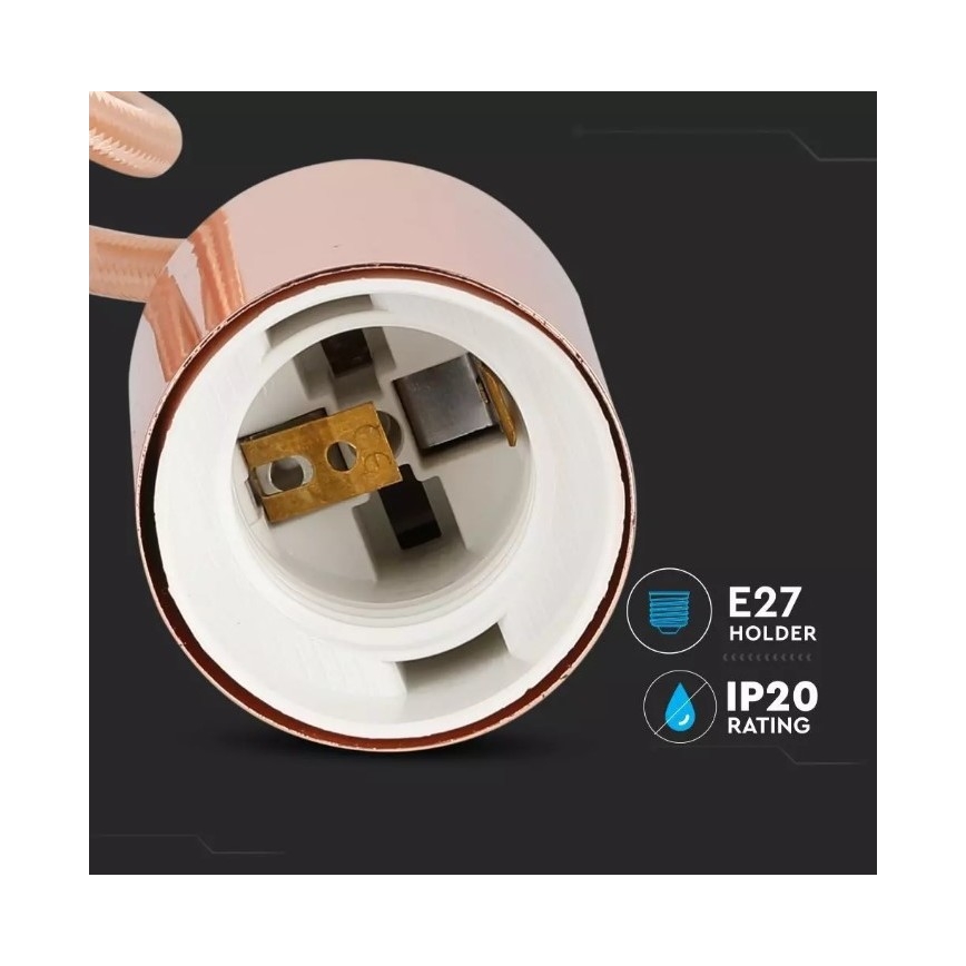 Candelabro suspenso 1xE27/60W/230V rosa dourado