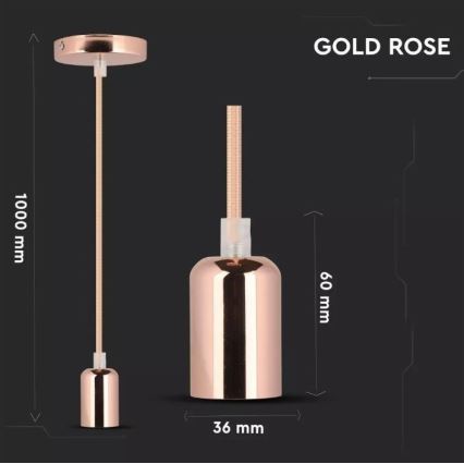 Candelabro suspenso 1xE27/60W/230V rosa dourado