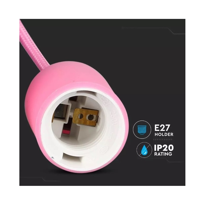 Candelabro suspenso 1xE27/60W/230V rosa