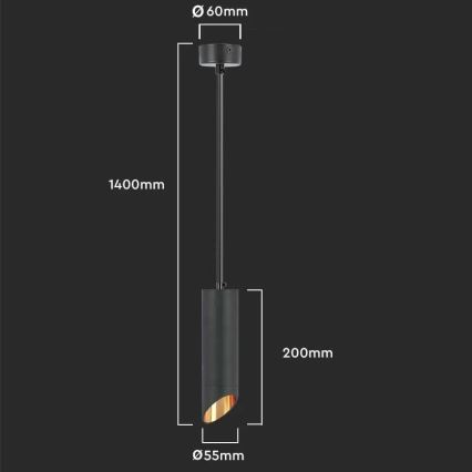 Candelabro suspenso 1xGU10/35W/230V 20 cm preto