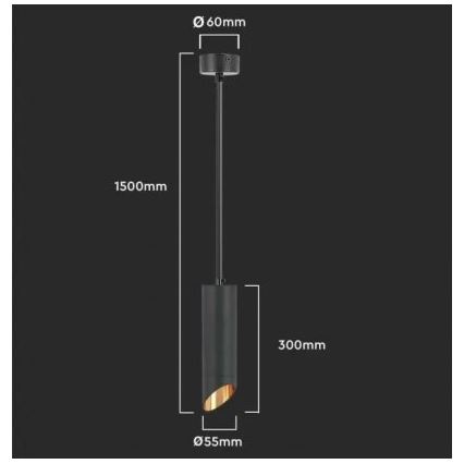 Candelabro suspenso 1xGU10/35W/230V 30 cm preto