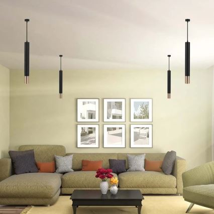 Candelabro suspenso 1xGU10/35W/230V 50 cm preto/dourado