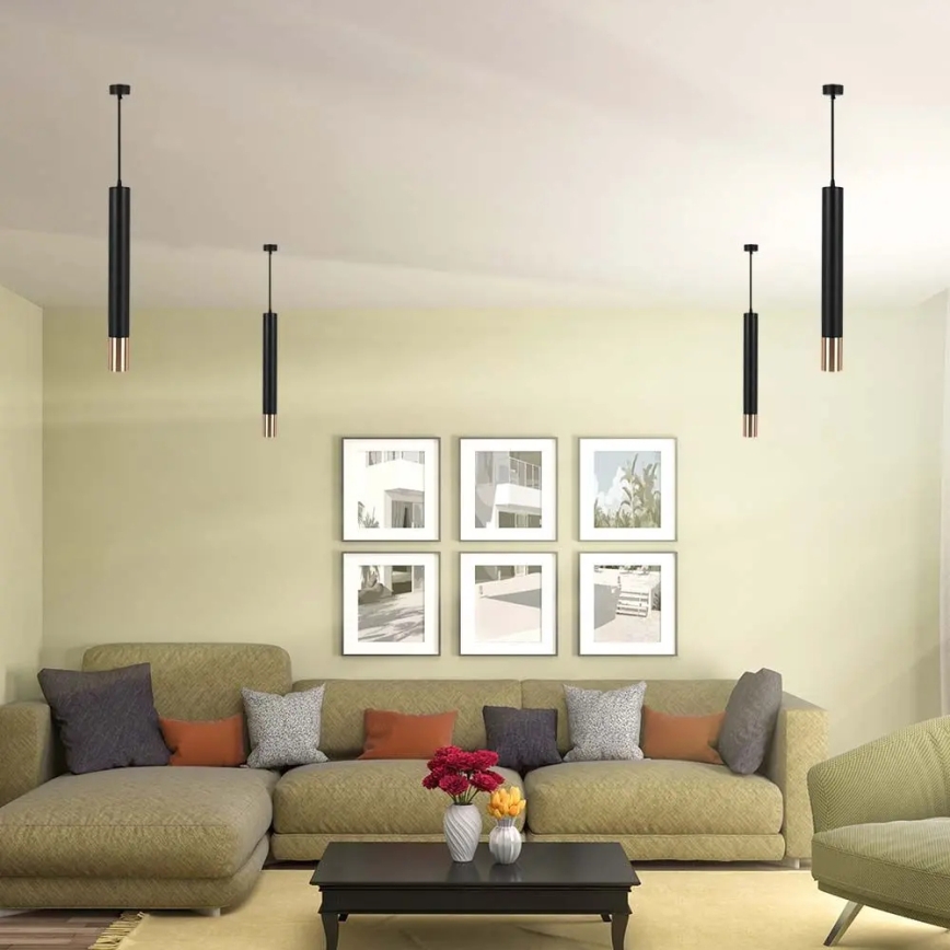 Candelabro suspenso 1xGU10/35W/230V 50 cm preto/dourado