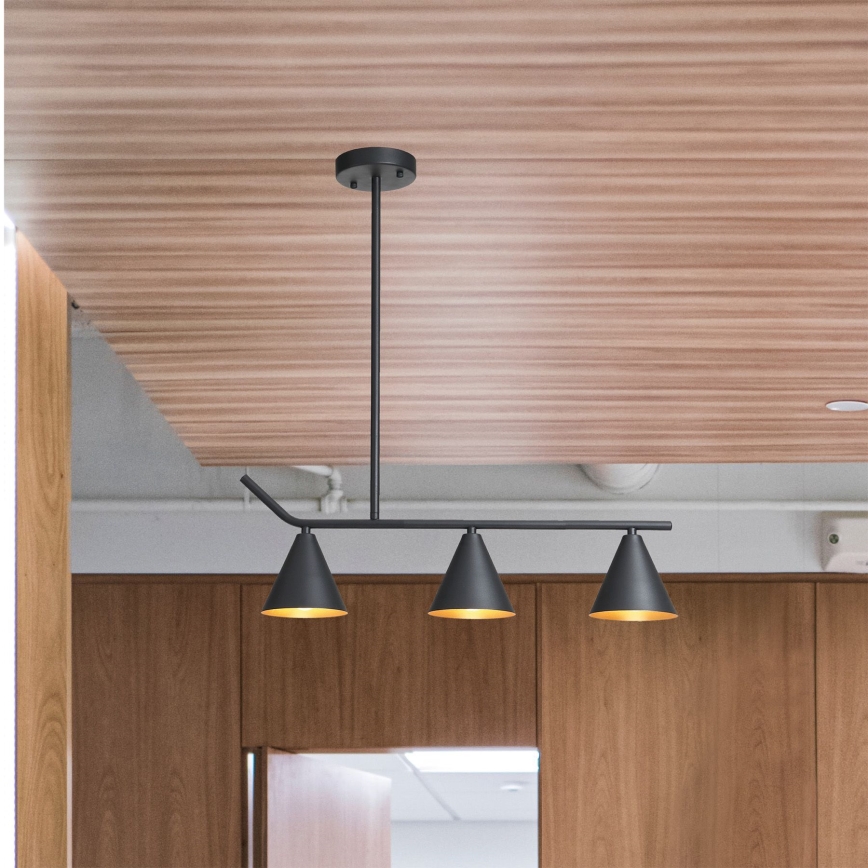Candelabro suspenso 3xE27/40W/230V preto