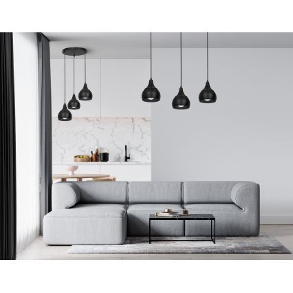 Candelabro suspenso AKTAN 3xE27/60W/230V preto redondo