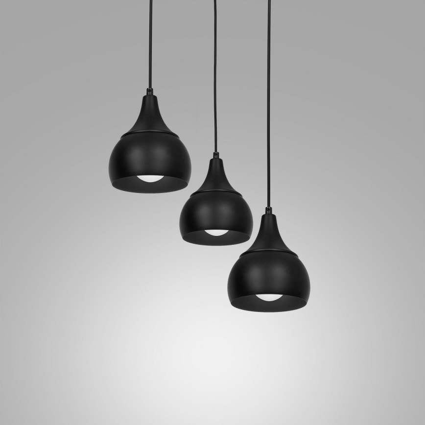 Candelabro suspenso AKTAN 3xE27/60W/230V preto redondo