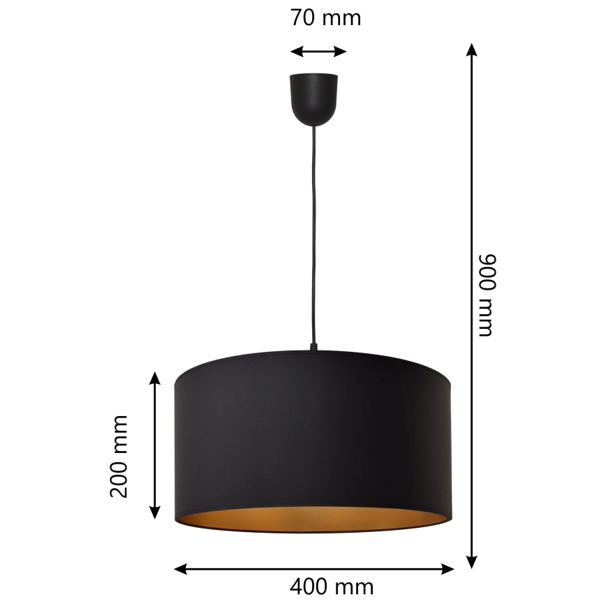 Candelabro suspenso ALBA 1xE27/15W/230V d. 40 cm preto/dourado