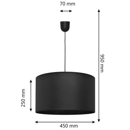 Candelabro suspenso ALBA 1xE27/15W/230V d. 45 cm preto