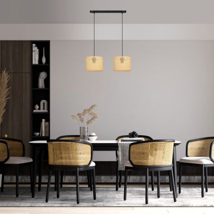 Candelabro suspenso ALBA 2xE27/15W/230V vime/preto