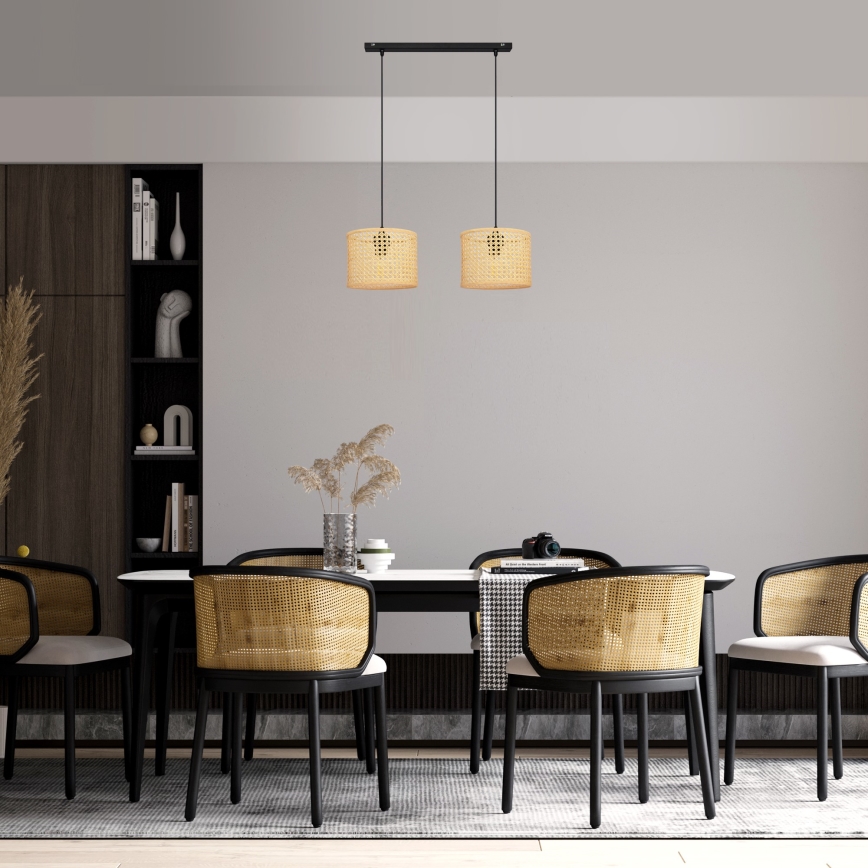 Candelabro suspenso ALBA 2xE27/15W/230V vime/preto