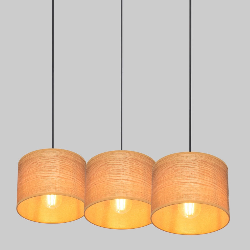 Candelabro suspenso ALBA 3xE27/15W/230V castanho/preto