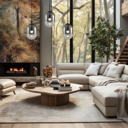 Candelabro suspenso ALIAS 3xE14/40W/230V preto/cinzento