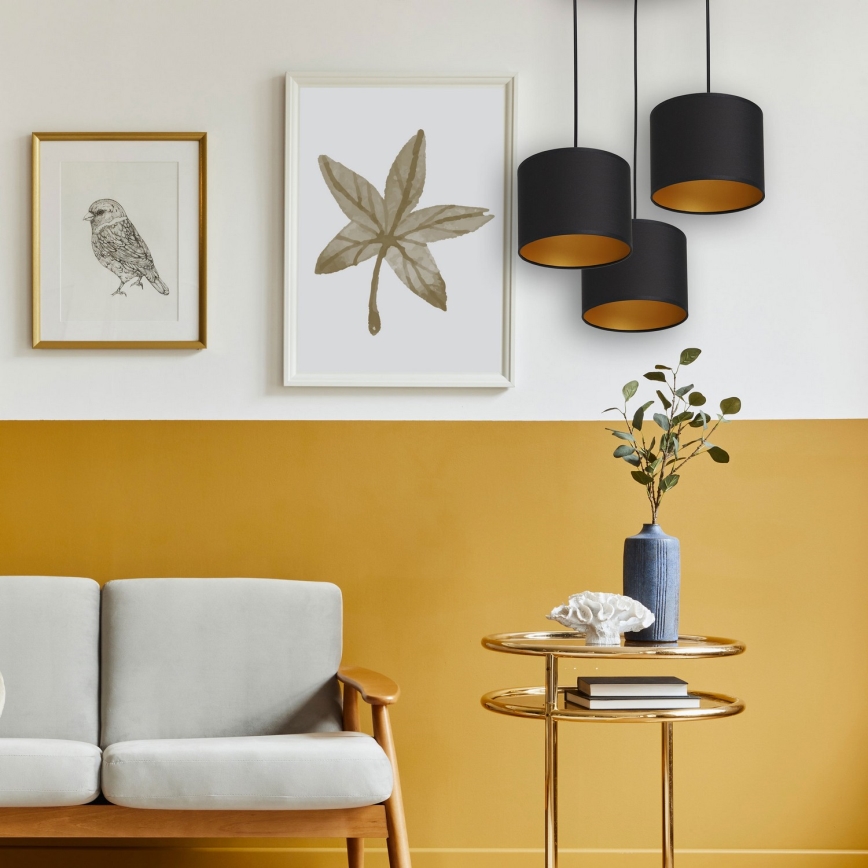 Candelabro suspenso ARDEN 3xE27/60W/230V preto/dourada