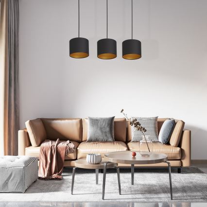 Candelabro suspenso ARDEN 3xE27/60W/230V preto/dourado