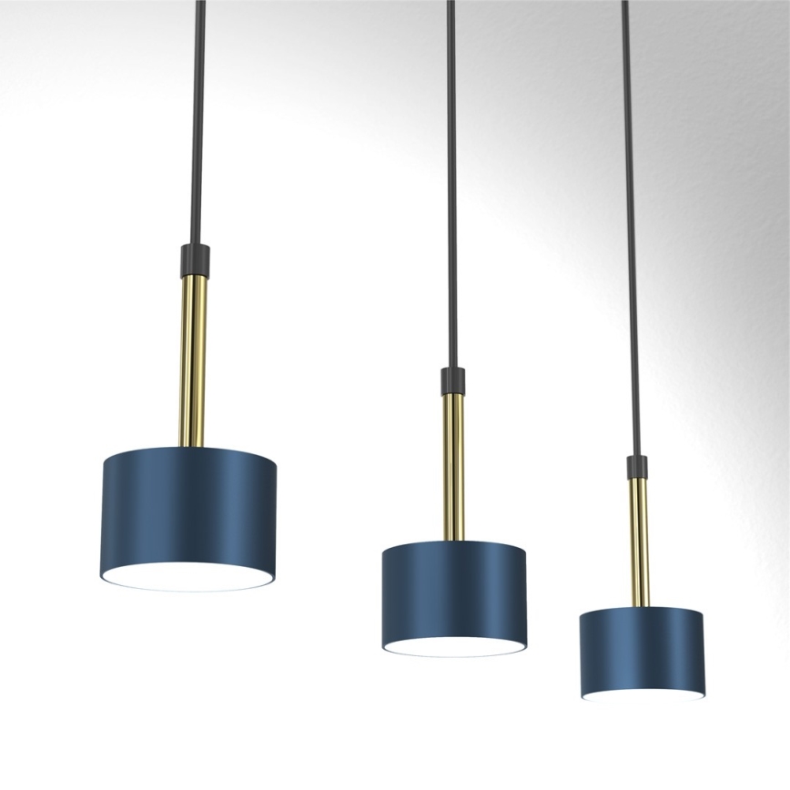 Candelabro suspenso ARENA 3xGX53/11W/230V azul/dourado