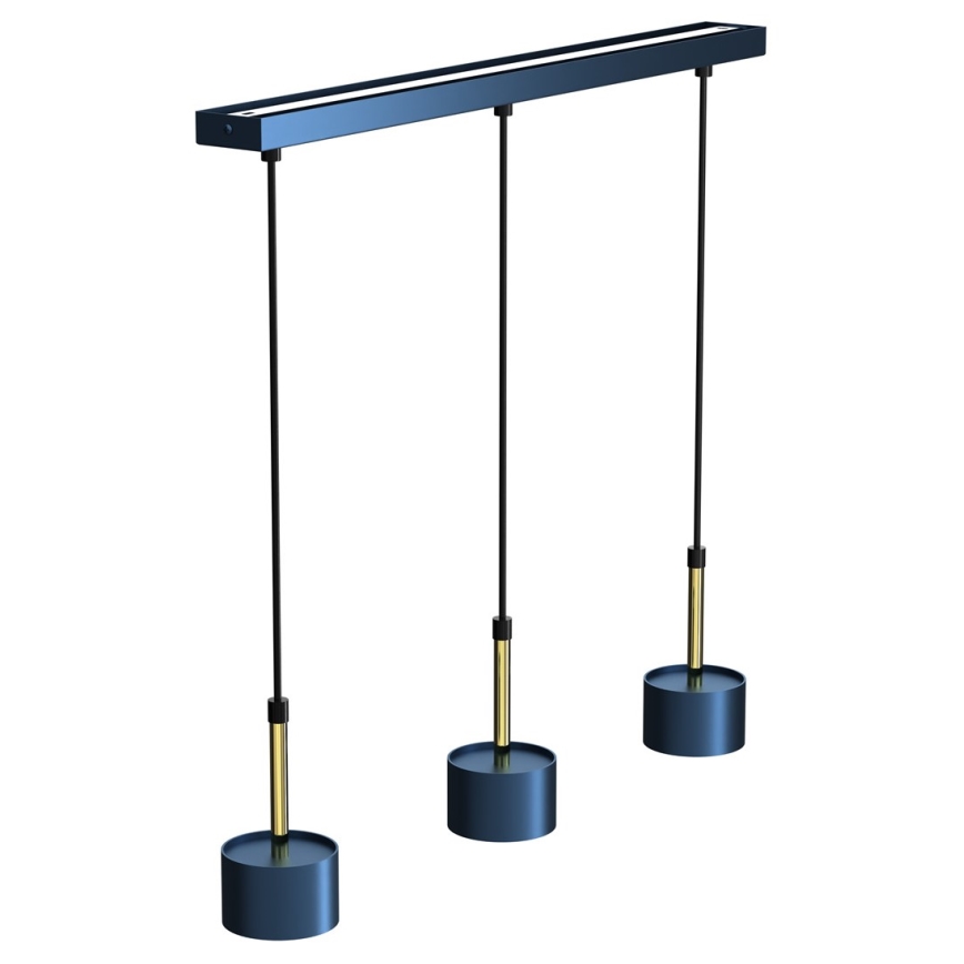 Candelabro suspenso ARENA 3xGX53/11W/230V azul/dourado